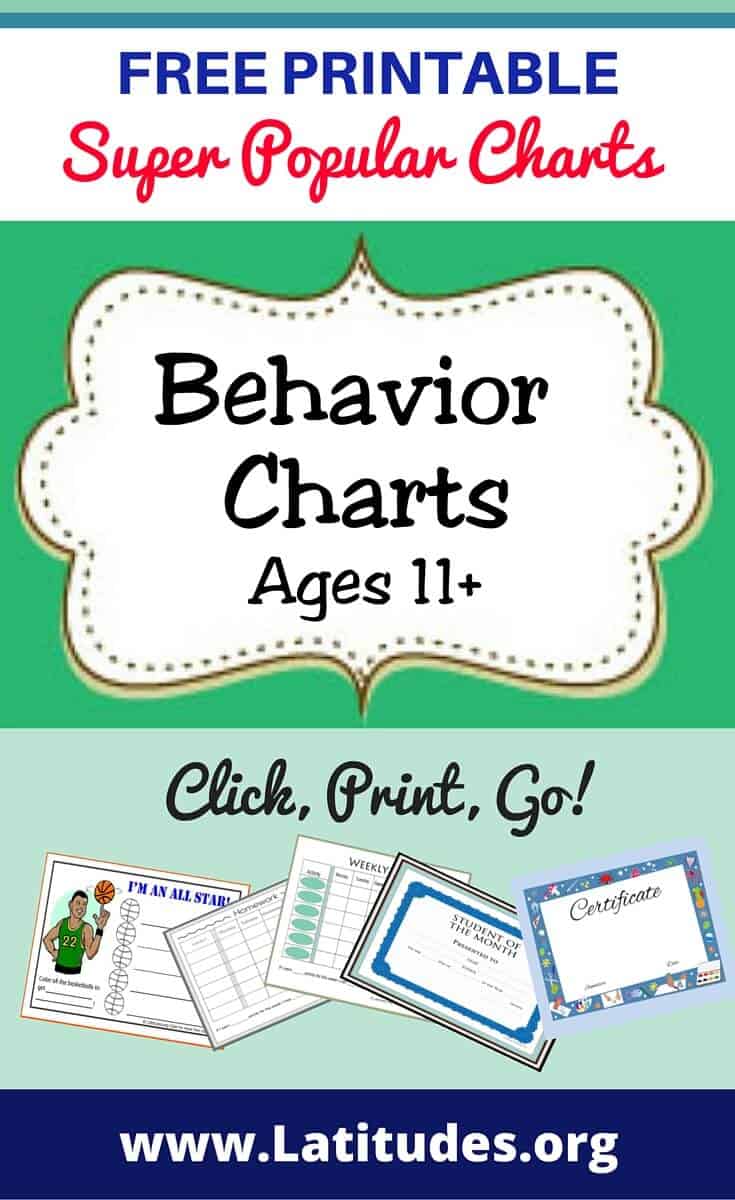 FREE Printable Behavior Charts (Ages 11+) ACN Latitudes