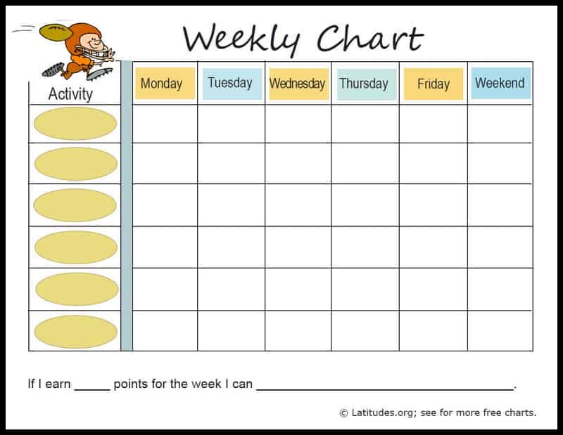 FREE Weekly Behavior Chart (Football Player) | ACN Latitudes