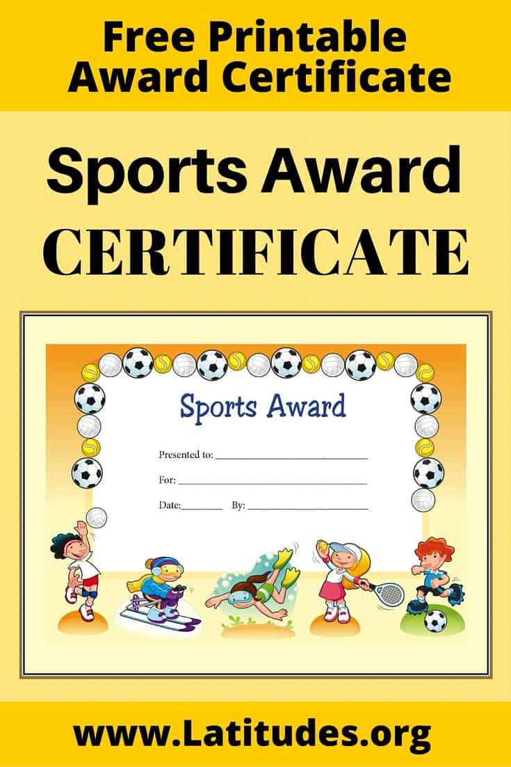 FREE Sports Award Certificate (Primary) ACN Latitudes