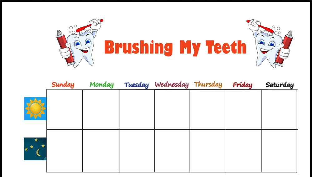 Brushing My Teeth Weekly Star Chart