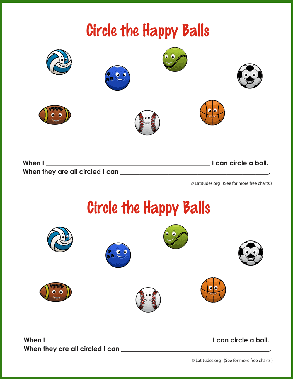 Circle Happy Balls Behavior Chart