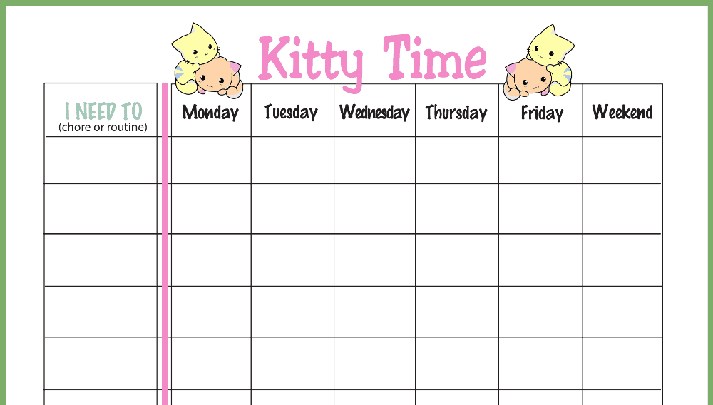 Kitty Time Routine Chore Chart