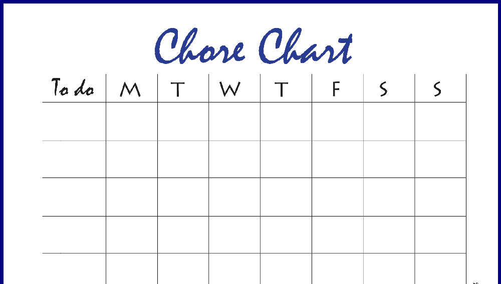 Plain Weekly Chore Chart