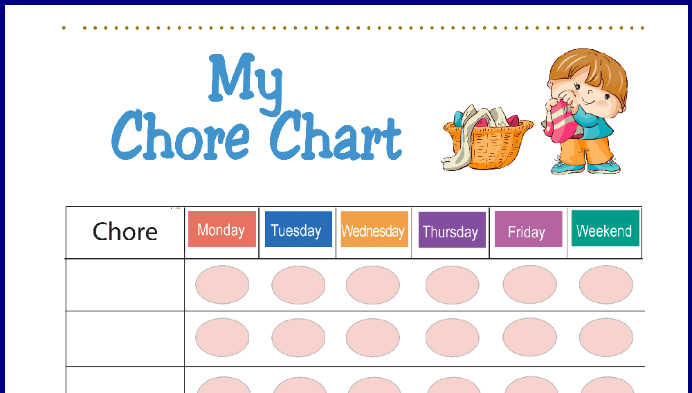 Pre-K Boy First Chore Chart