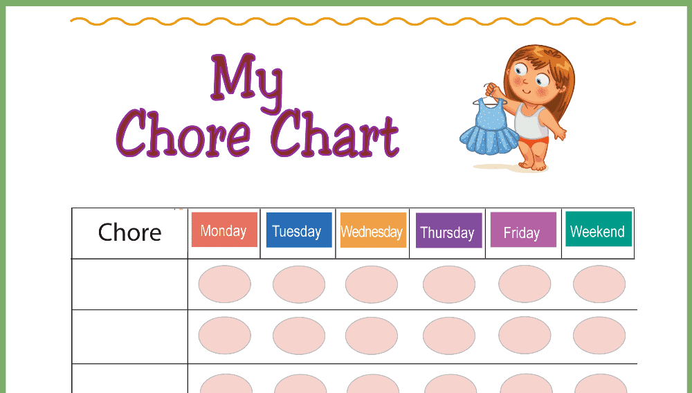 Pre-K Girl First Chore Chart