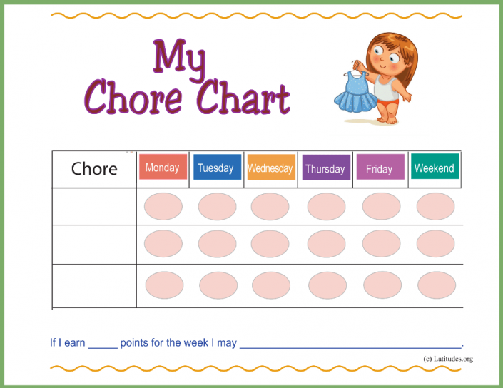 Pre-K Girl First Chore Chart (Fillable) - ACN Latitudes