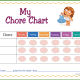 Pre-K Girl First Chore Chart