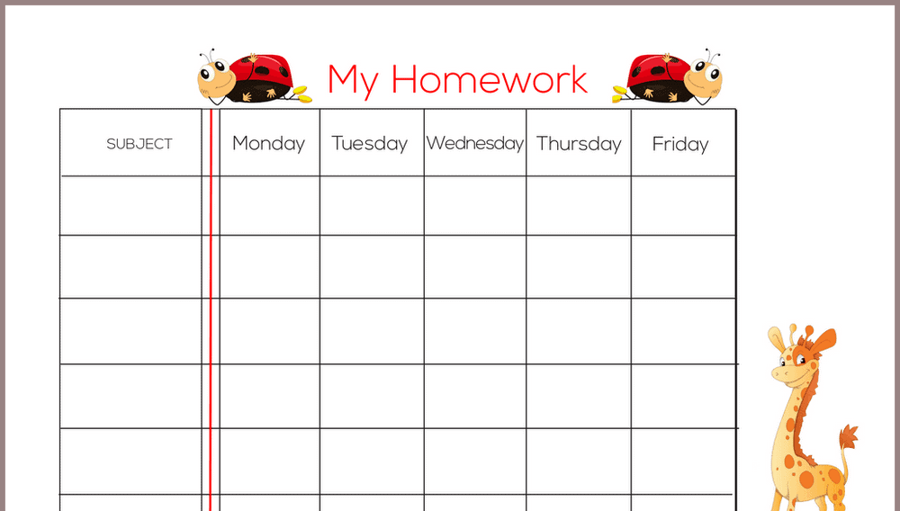 Primary Homework Chart