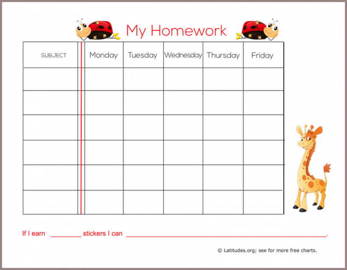 Primary Homework Chart – ACN Latitudes