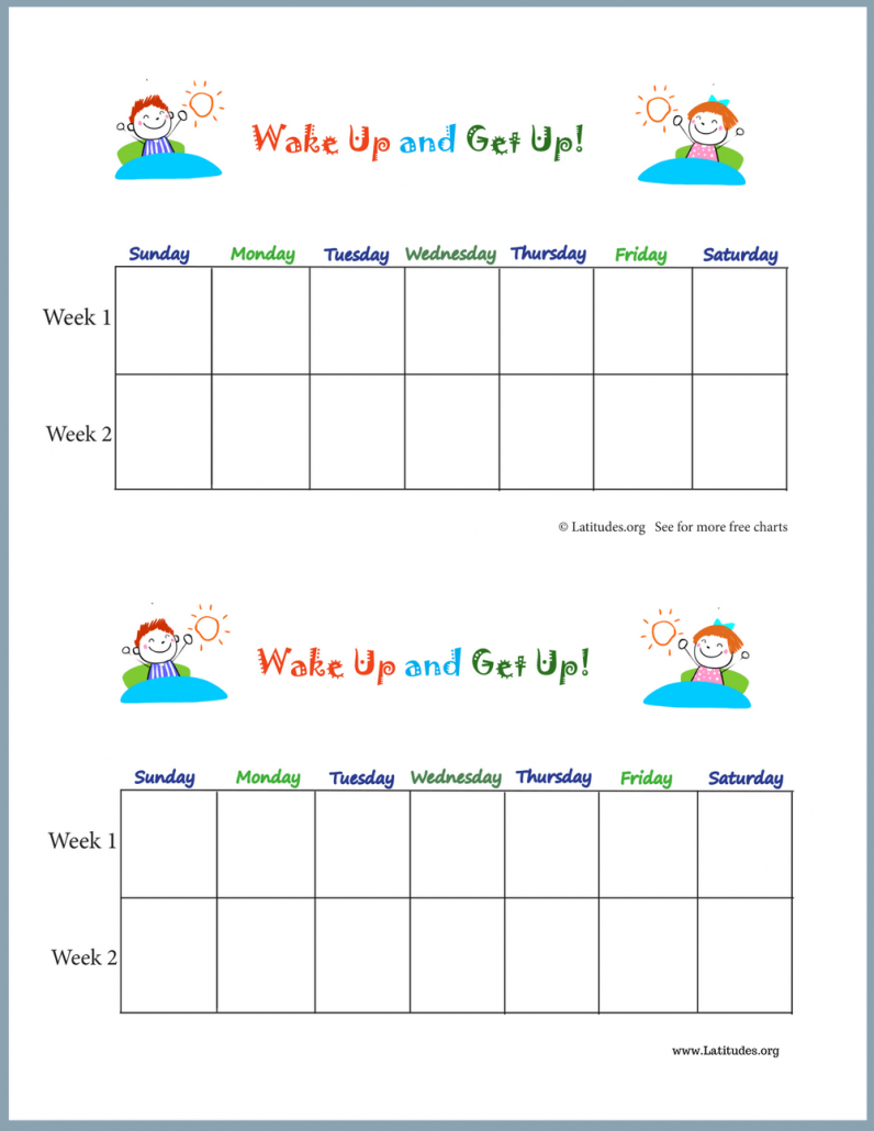 Primary Wake Up and Get Up Weekly Behavior Chart - ACN Latitudes