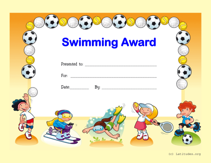 Swimming Award Certificate (Fillable) - ACN Latitudes