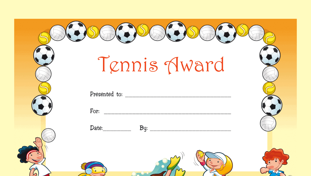 Tennis Award Certificate