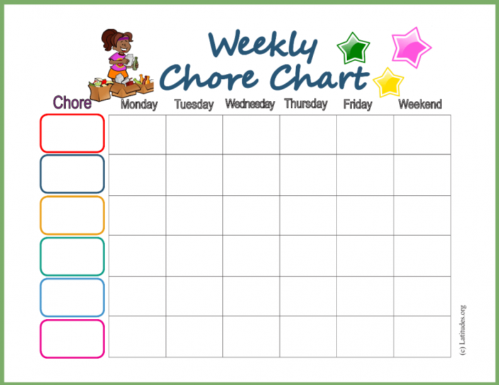 Weekly Star Chore Chart - ACN Latitudes