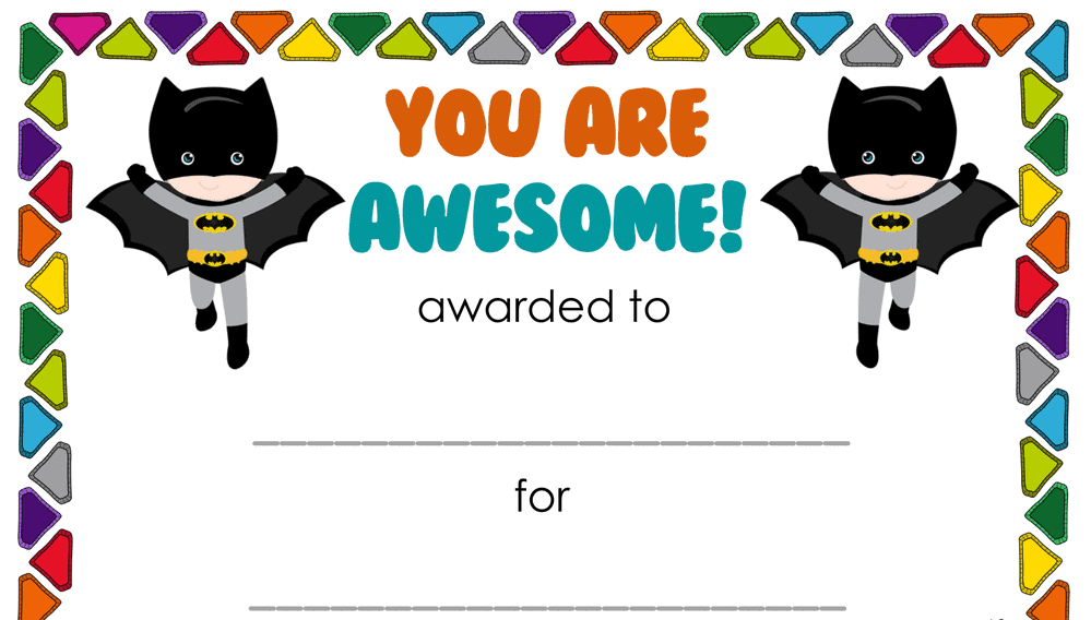 Batman You Are Awesome Award (Fillable)