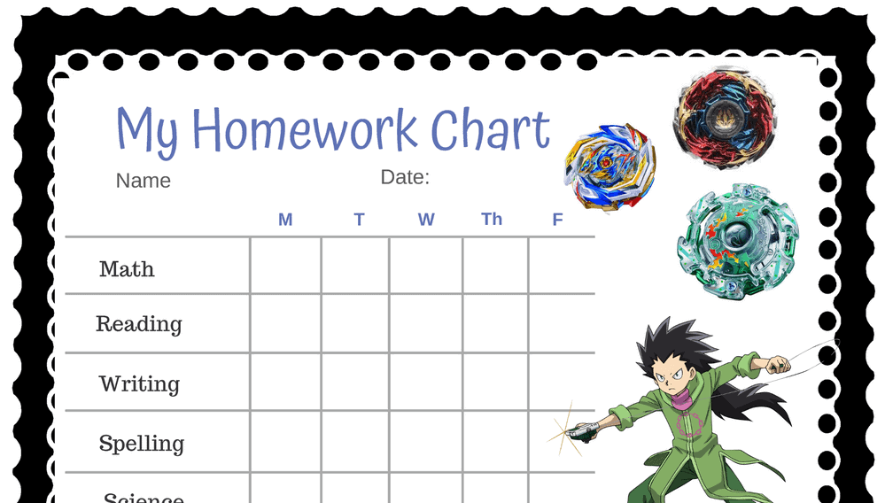 BeyBlade My Homework Completion Chart (Fillable)