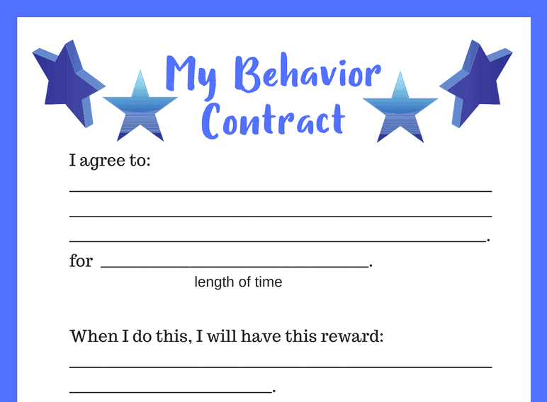 Blue Behavior Contract (Fillable)