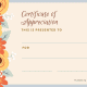 Certificate of Appreciation Flowers (Fillable)