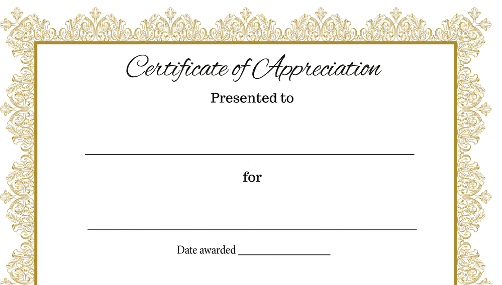 Certificate of Appreciation Gold Business (Fillable)