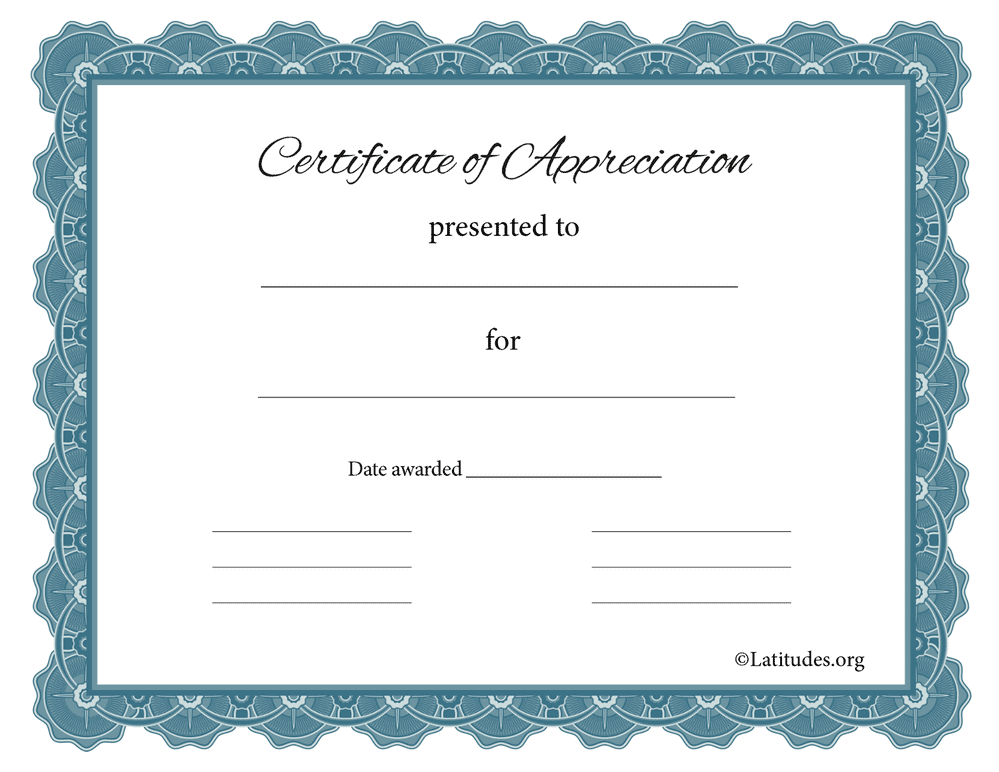 Certificate of Appreciation Gray Blue Formal (Fillable) – ACN Latitudes