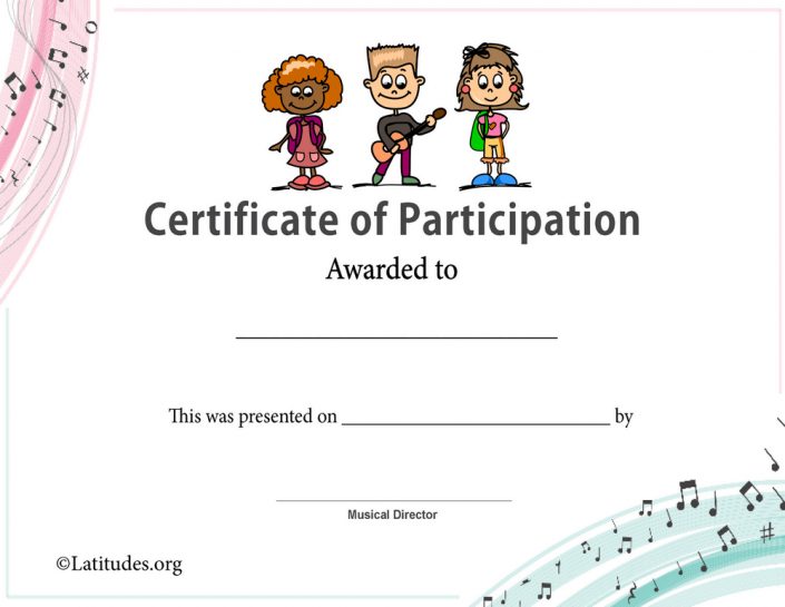 Certificate of Participation in Music 3 Kids (Fillable) - ACN Latitudes