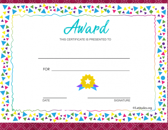 Colorful Border Award Certificate (Fillable) - ACN Latitudes