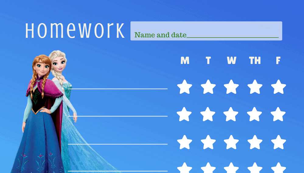 Frozen Homework Star Chart (Fillable)