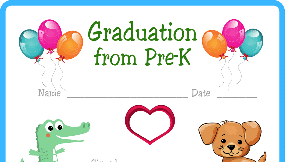 Graduation from PreK Certificate Animals (Fillable)