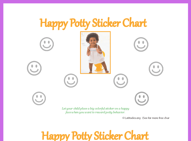 Happy Girl Potty Training Sticker Chart