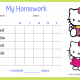 Hello Kitty 5-Day Homework Completion Chart