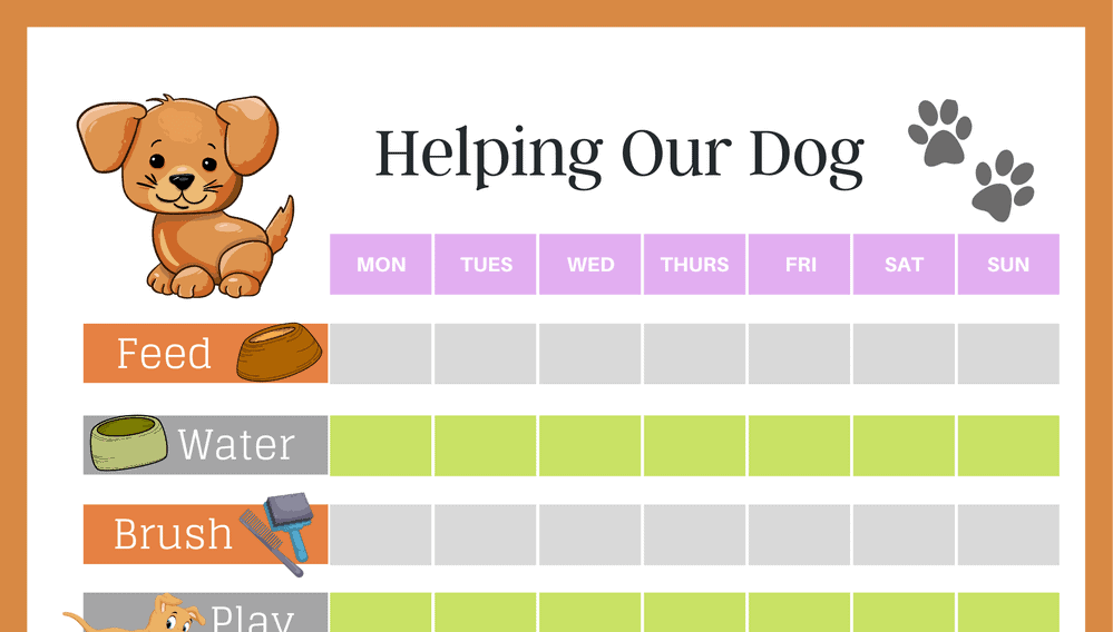 Helping Our Dog Pet Care Chart (Fillable)