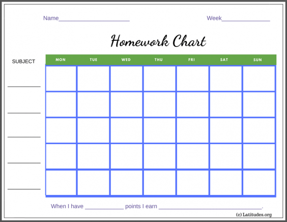 homework completion chart