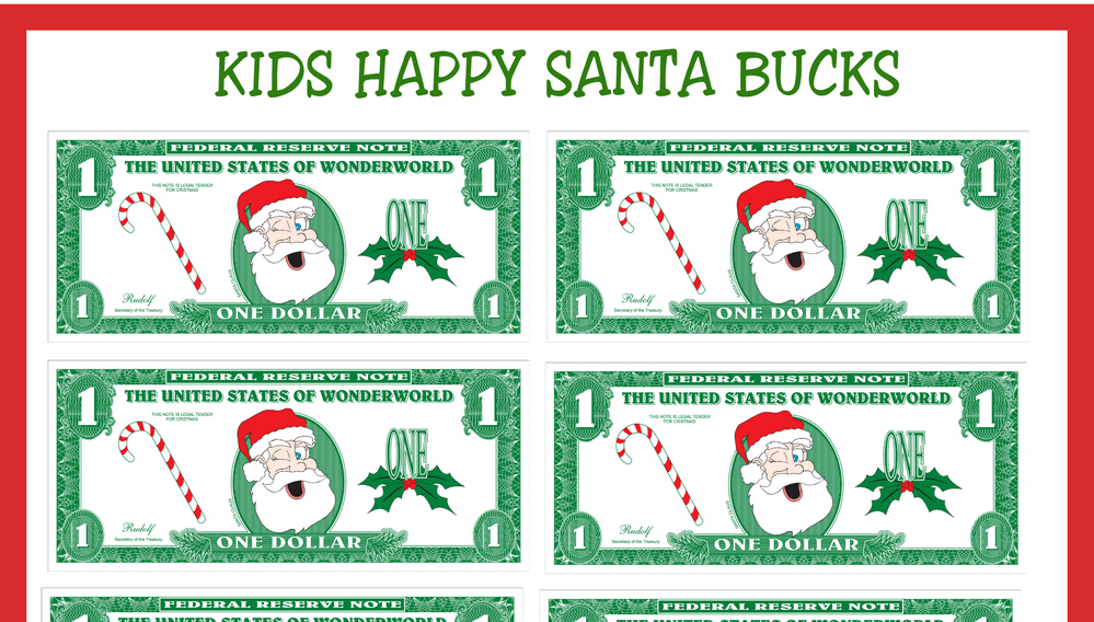 Kids Happy Santa Clause Bucks