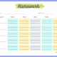 Monday to Friday Homework Chart (Fillable)