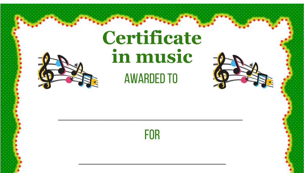 Music Certificate Award (Fillable)