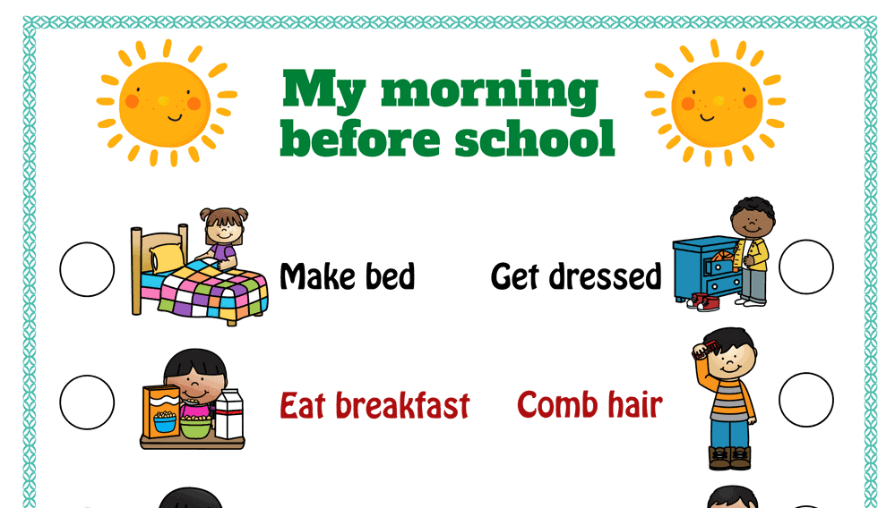 My Morning Before School Chart