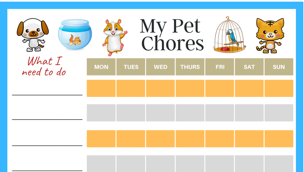 My Pet Chores Chart Blank (Fillable)