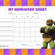 Ninja Turtle Homework Completion Chart (Fillable)