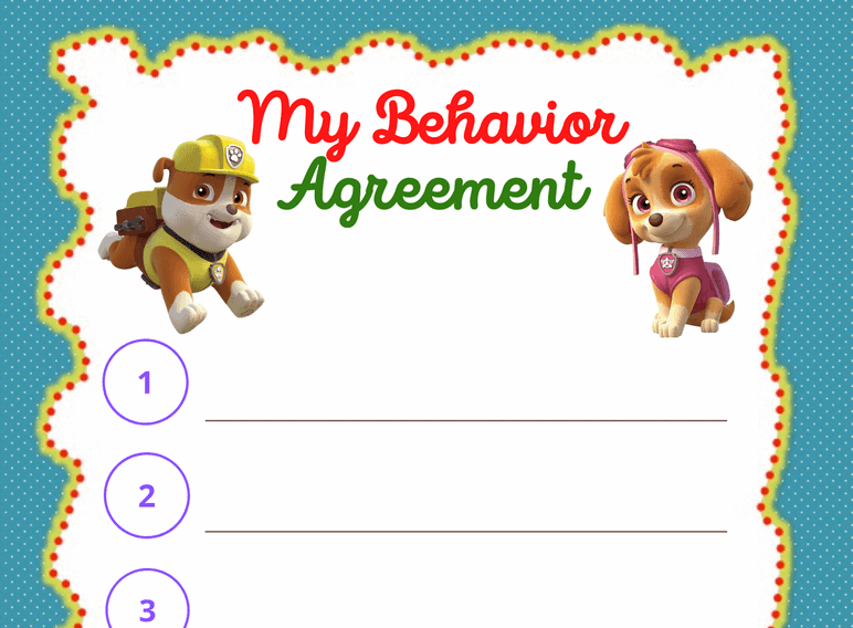 Paw Patrol Behavior Agreement (Fillable)