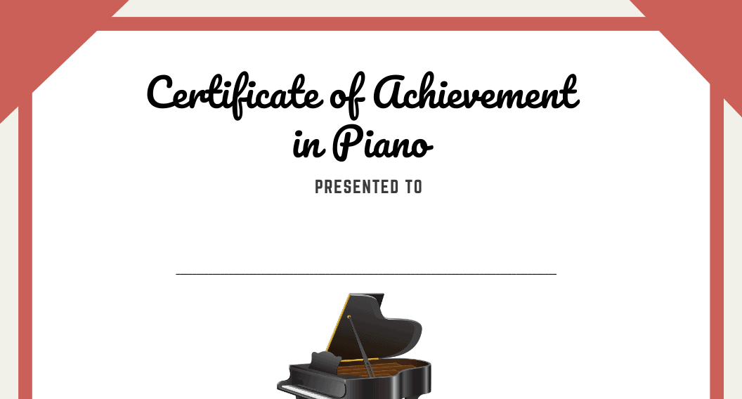 Piano Certificate of Achievement Blank (Fillable)