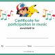 Pokemon Music Participation Certificate