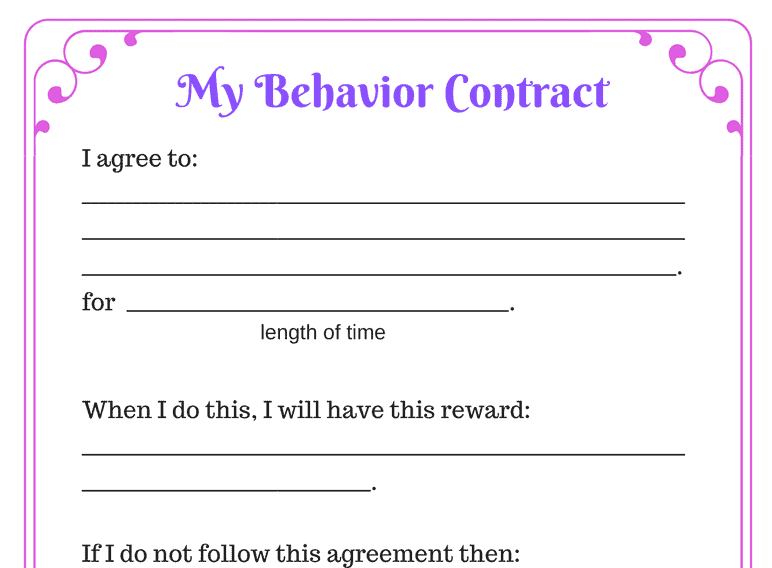 Princess Elementary Behavior Contract (Fillable)