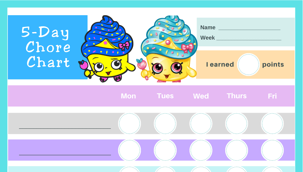 Shopkins 5-Day Chore Chart (Fillable)