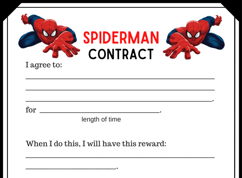 Spiderman Behavior Contract (Fillable)