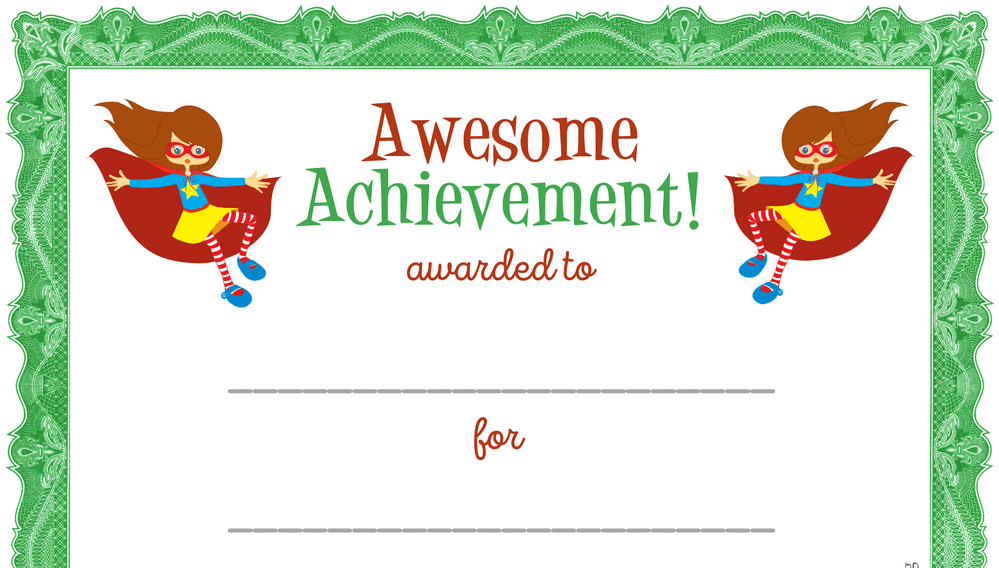 Super Girl Awesome Achivement Award (Fillable)