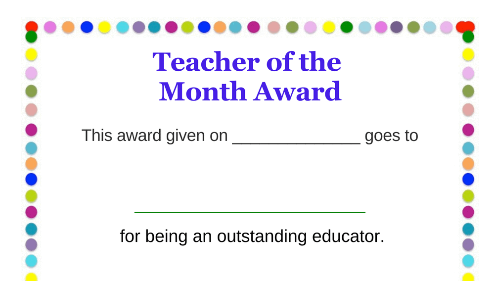 Teacher of the Month Award Dots