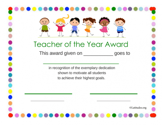 Teacher of the Year Award Primary Dots (Fillable) – ACN Latitudes