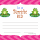 Terrific Kid Certificate Frog Blank (Fillable)