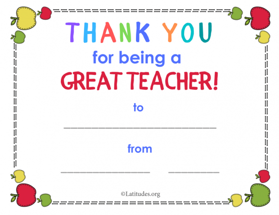 Thank You for Being a Great Teacher Award - ACN Latitudes