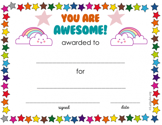 You Are Awesome Rainbow Award (Fillable) – ACN Latitudes