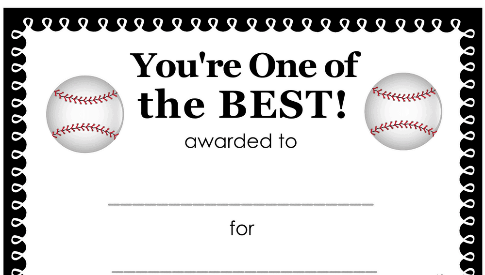 You're One of the Best Baseball Award (Fillable)